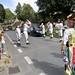 Chipping Campden morris aloft outside the Snowshill Arms