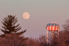 The Cold Moon Rises behind the Blaine Water Tower (explored!)