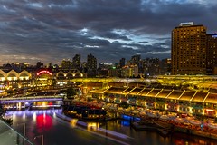 Colourful Dusk Lights and Trails at Clarke Quay
