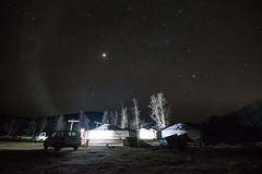 Ger camp at night