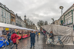The Grote Markt in the Dutch city of Breda on a rainy day in winter