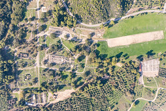 Top down aerial of Ancient Olympia in Greece