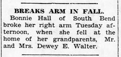 1953 - Dewey Walter gdaughter breaks arm - Enquirer - 14 May 1953