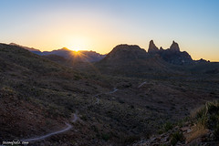 Sunrise next to the Mule Ears
