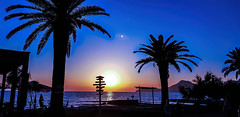 Sunset over the beach in Bar, Montenegro