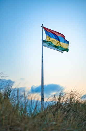 Terschelling flag in the Terschelling dunes, waving in the Terschelling wind