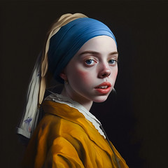 Reimagining of Billie Eilish in the style of Johannes Vermeer