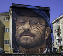 Lucio Dalla wall mural in Sorrento, Italy by the train terminal.  Explored!!