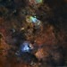The Eagle and Omega Nebula in the Hubble Palette