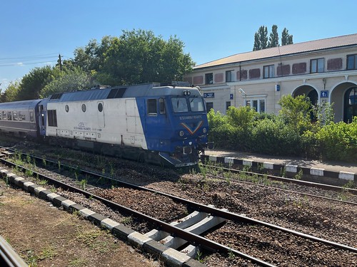 CFR diesel locomotive, and some limited track works, at Giurgiu Nord