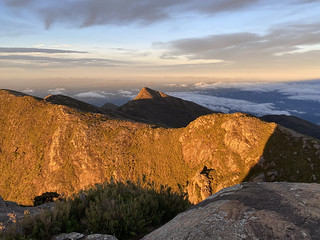 Sunrise from the Summit at Pico da Bandeira (Flag Peak) at 2,892 m (9,488 ft) MSL, Caparaó National Park, on the border between the municipalities of Ibitirama (Espírito Santo State) and Alto Caparaó (Minas Gerais State), Brazil.