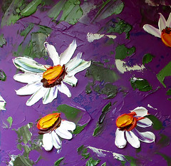 Flower Floral Oil Painting Impasto Daisy Art Wildflowers Original Art 8.5 by 8 inches