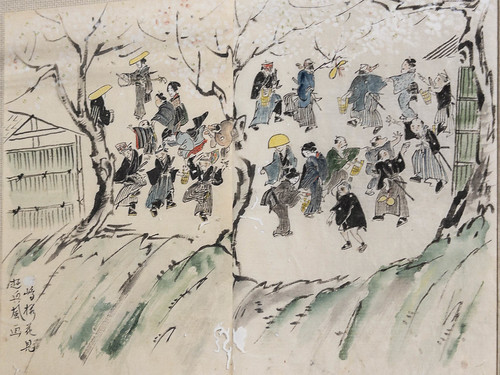 cherry blossom viewing party  in the edo period
