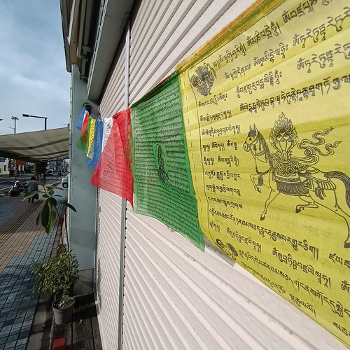 Tibetan prayer flags in Tanabe city near the Pacific Ocean