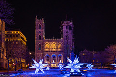 Notre Dame Basilica of Montreal with Christmas Lights