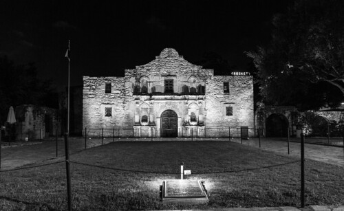 The Alamo at night Black & White