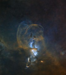Statue of Liberty Nebula - NGC 3576 In SHO and Starless - Explored April 22, 2023
