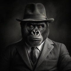 Gorilla in Peaky Blinders Style