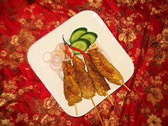 Satay, Sate, Chicken Satay, Malaysian, Indonesian, Singaporean, and Brunei popular snack dish