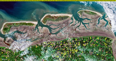 Some of the East Frisian Islands with parts of the Wadden Sea Tidal Flats, North Sea, Germany - 12 May 2023