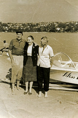 Frank Partridge VC with fiancé Barbara Dunlop and Bob Dyer on the beach at Clontarf