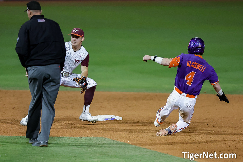 Clemson Baseball Photo of Benjamin Blackwell and Virginia Tech and acctournament