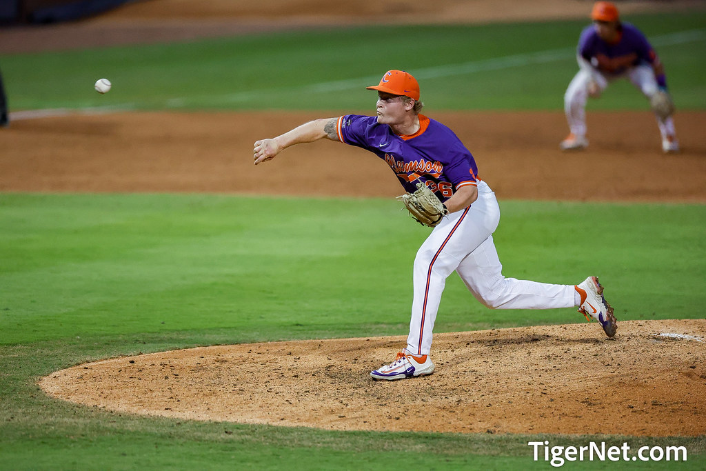 Clemson Baseball Photo of Ty Olenchuk and Virginia Tech and acctournament