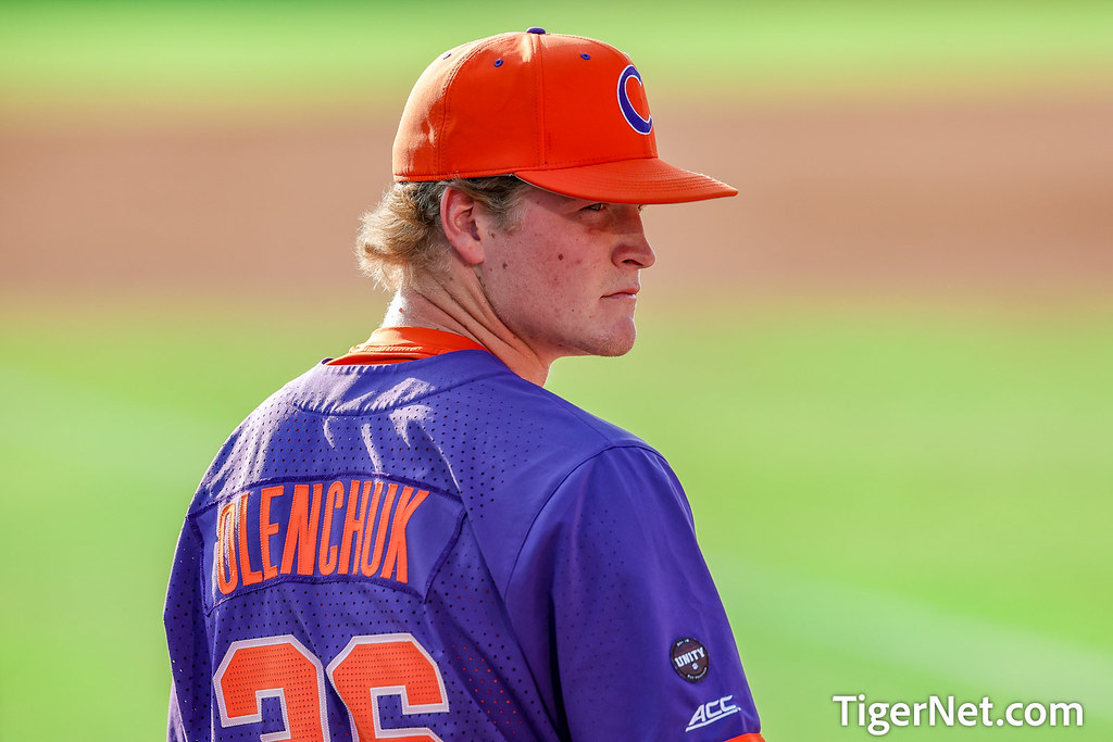 Clemson Baseball Photo of Ty Olenchuk and Virginia Tech and acctournament