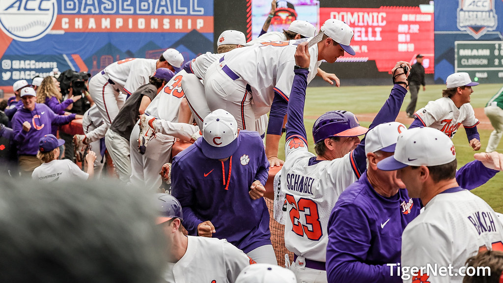 Clemson Baseball Photo of Nick Schnabel and miami and accchampionship