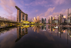 Colourful Reflections of Singapore Marina Bay Landmarks