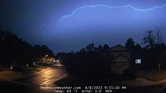 June 8, 2023 - Lightning streaks across the sky. (ThorntonWeather.com)