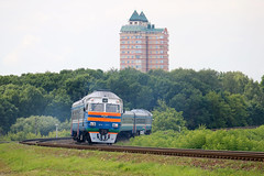 Дизель-поезд ДР1А-250 на перегоне Могилёв-1/Могилёв-2.