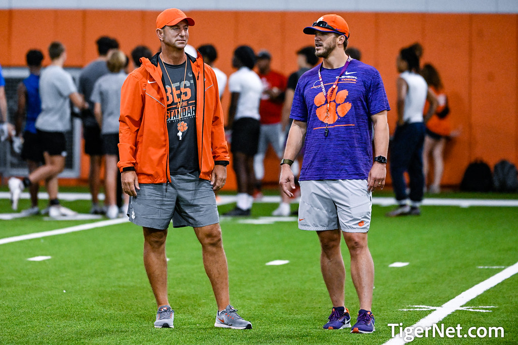 Clemson Recruiting Photo of Dabo Swinney and Tyler Grisham and Football and dabocamp
