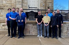 The seminary community and a vocation guest visiting the St. Anthony Chapel in Troy Hill.