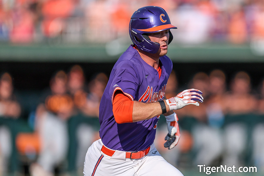 Clemson Baseball Photo of Caden Grice and ncaaregional and tennessee