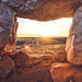 Sunet through ruins window in Arizona