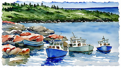 Lobster Boats in Neil's Harbour, Nova Scotia, Canada