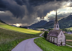 Santa Maddalena church and the storm(Dolomites)