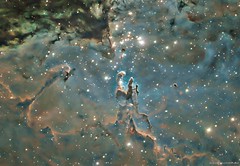 M16 Eagle Nebula “Pillars of Creation” close-up. 1000mm f7.7 Quad refractor telescope. About 120 images stacked to create a 10 hour exposure.