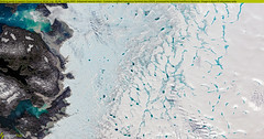 Melting ponds in western Greenland (Lat: 69.64, Lng: -49.48) - 13 July 2023