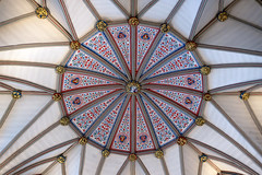 lath and plaster replaced original 13th century wooden ceiling panels in 1797 and were painted by Thomas Willement in 1844–45, Chapter House, York Minster