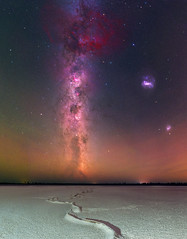 Crux, Carina & the Magellanic Clouds at Cowcowing Lakes, Western Australia