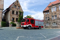 fire truck and old house