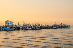 Fishing Boats at a Pier in Thailand Asia