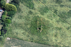 Aerial image: the ruins of All Saints Church in Beachamwell - site of the Norfolk deserted village of Wella