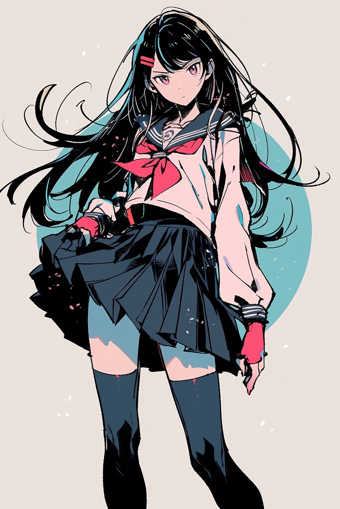 anime school girl, sailor uniform