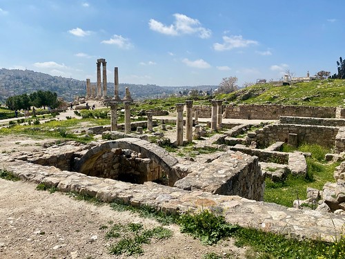 Temple to Hercules in background with 5th century church ruins in foreground