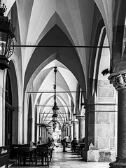 Walkway - The Historic Cloth Hall (Sukiennice) Krakow Old Town Square (Rynek Glowny) (Fomapan 200) (Olympus OM1 & OM 20mm f1.4 Prime Lens)
