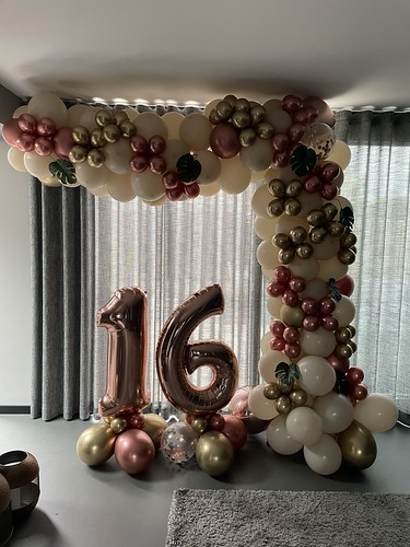 Halve Ballonboog Organisch  Folieballon Cijfer 16 Verjaardag 16 Jaar Sweet 16 Spijkenisse