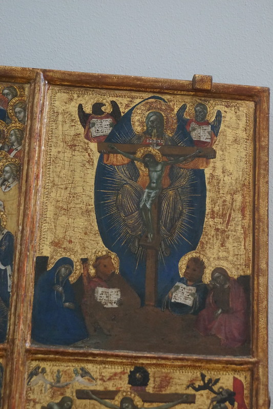 Coronation of the Virgin, Trinity, Virgin and Child, and Crucifixion, Barnaba da Modena 1328-1386, National Gallery, Trafalgar Square, Charing Cross, City of Westminster, London, WC2N 5D (3)<br/>© <a href="https://flickr.com/people/38298328@N08" target="_blank" rel="nofollow">38298328@N08</a> (<a href="https://flickr.com/photo.gne?id=53145099038" target="_blank" rel="nofollow">Flickr</a>)